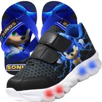 Tenis De Led Masculino Sonic Calce Facil Meninos Infantil Estilo Original + Chinelo