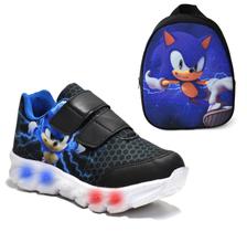 Tenis De Led Masculino Sonic Calce Facil Meninos Infantil Estilo Original + Mochila - KIDS