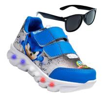 Tenis De Led Masculino Sonic Calce Facil Meninos Infantil Estilo Original + Oculos