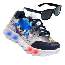 Tenis De Led Masculino Sonic Infantil Meninos Estilo Original + Oculos