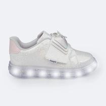 Tênis de Led Pampili Infantil Sneaker Luz Foil Laço Branco Tênis de Led Pampili Infantil Sneaker Luz Foil Laço Branco