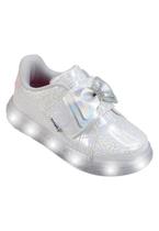 Tênis de Led Pampili Sneaker Luz Foil Laço Branco