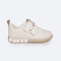 Tênis de Led Pampili Sneaker Luz Nude Ursinho Glam 670.038 Tênis de Led Pampili Sneaker Luz Nude Ursinho Glam 670.038
