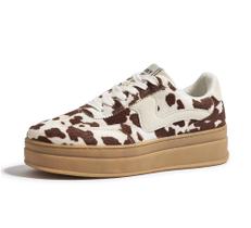 Tênis de moda LUCKY STEP Platform em couro de camurça para mulheres