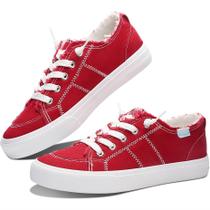 Tênis de moda Obtaom feminino Play Red Canvas US6