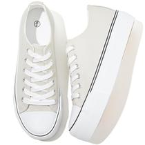 Tênis de plataforma Rominz Classic de cano baixo branco em couro PU