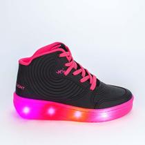 Tênis de Rodinha com Led Preto e Pink Kidy