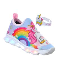 Tenis de Unicornio Infantil Feminino Meninas com Luz Pisca e Pulseira