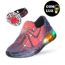 Tenis do Aranha com Luz de Led Pisca Infantil Masculino com Pulseira