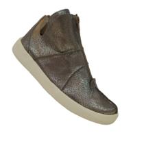 Tênis em couro pelica grafite de zíper feminino