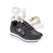 Tenis Escolar Casual e Sandália Menina - KIT 2 PARES Tam 24 ao 34