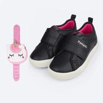 Tênis Escolar Infantil Pampili Luna Preto Tapioca