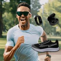 Tênis Esport Model Running + Relógio + Fone Tênis Para Corridas e Caminhadas Esportivo