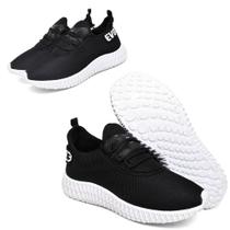 Tênis Esporte Casual Sola 3D Confortavel Preto e Branco