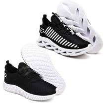 Tênis Esportivo Academia Para Treino - 2 Pares Preto/Branco