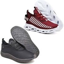 Tênis Esportivo Confortavel Evoltenn Easy Solado 4D - 2 Pares BORDO/PRETO