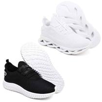 Tênis Esportivo Confortavel Evoltenn Easy Solado 4D - 2 Pares Branco/Preto Tênis Esportivo Confortavel Evoltenn Easy Solado 4D - 2 Pares Branco/Preto