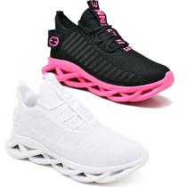 Tênis Esportivo Feminino Evoltenn Academia - 2 Pares Off White e Rosê