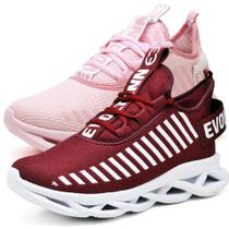 Tênis Esportivo Feminino Evoltenn Academia - 2 Pares ROSA CLARO/BORDO