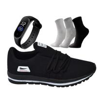 Tênis Esportivo Leve e Confortavel para Academia Caminhada Corrida + Meia+relogio