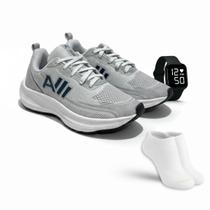 Tênis Esportivo Masculino Feminino Leve para Treinos Academia Caminhada Uso Diário Relógio Digital Meias