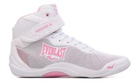 Tênis Everlast Forceknit 4 Feminino Branco Rosa Cano Médio Boxe Academia Fight Lutas Treinos