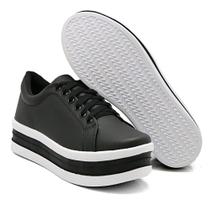 Tênis fem Casual Cadarços Siena flat form Plataforma Confortável