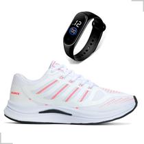 Tenis Feminino Academia Caminhada Treino Corrida Confortavel Leve Kit Relógio Digital LED