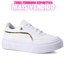 Tênis Feminino Academia Confortável Casual Antiderrapante Branco e Preto Esportivo
