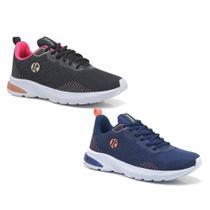 Tênis Feminino Academia Esportivo Amortecedor Gel Kit 2 Laranja/Azul 35 - It Shoes