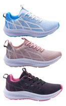 Tênis Feminino Academia Leve Confortável Kit 3 Unid