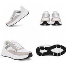 Tênis Feminino Beira Rio Branco e Cinza Casual Confortável Tamanho: 35Cor:Branco / Cinza Tênis Feminino Beira Rio Branco e Cinza Casual Confortável Tamanho: 35Cor:Branco / Cinza