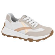 Tênis Feminino Beira Rio Estilo Jogging Branco Bege Casual