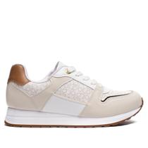 Tênis Feminino Beira Rio Napa Monograma Branco/Bege