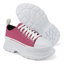 Tênis Feminino Blogueira Com Plataforma Chunky Rosa Tênis Feminino Blogueira Com Plataforma Chunky Rosa
