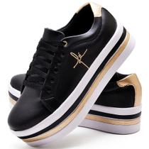 Tênis Feminino Bordado Fé Salto Com Detalhes Anabela Flatform Varias Cores