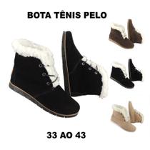 Tênis Feminino Bota de Inverno Neve 100% Forrada Pelo Lã Confort MG801