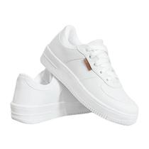 Tênis Feminino Branco Casual Confortável com Solado Plataforma Alto Urbano Tênis Feminino Branco Casual Confortável com Solado Plataforma Alto Urbano