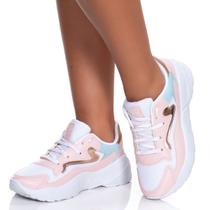 Tênis Feminino Branco Casual Onça Chunky Dad Sneaker Vili