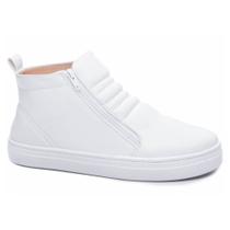 Tênis Feminino Branco Com Cano Médio Tip Botinha SEM Cadarço