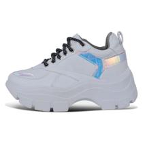 Tênis Feminino Branco Sneaker Plataforma Estilo Blogueira Casual- 06