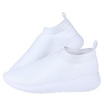 Tênis Feminino Calce Fácil Estilo Meia Respirável Academia Esporte Casual Branco