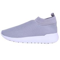 Tênis Feminino Calce Fácil Estilo Meia Respirável Academia Esporte Casual Cinza