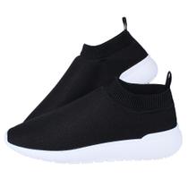 Tênis Feminino Calce Fácil Estilo Meia Respirável Academia Esporte Casual Preto