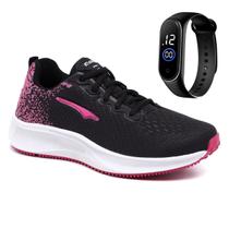 Tênis Feminino Caminhada Esportivo Leve + Relogio
