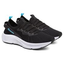 Tenis Feminino Caminhada Linha Conforto Estilo Premuim Cor Preto e Azul