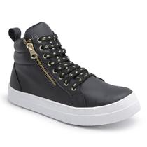 Tênis Feminino Cano Alto Botinha Sneaker Academia Com Ziper