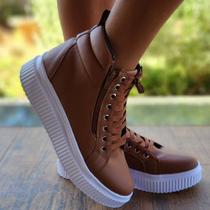 Tenis Feminino Caramelo Solado tratorado Plataforma Academia