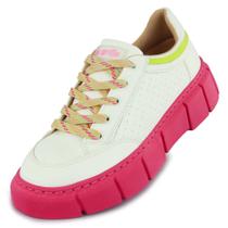 Tênis Feminino Casual Básico Sneaker Confort Lia Branco Rosa
