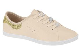 Tenis Feminino Casual Beira Rio Napa Brilho Pins Cadarço